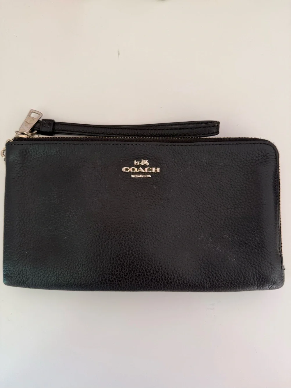 Coach Black Pebbled Leather Wristlet Clutch